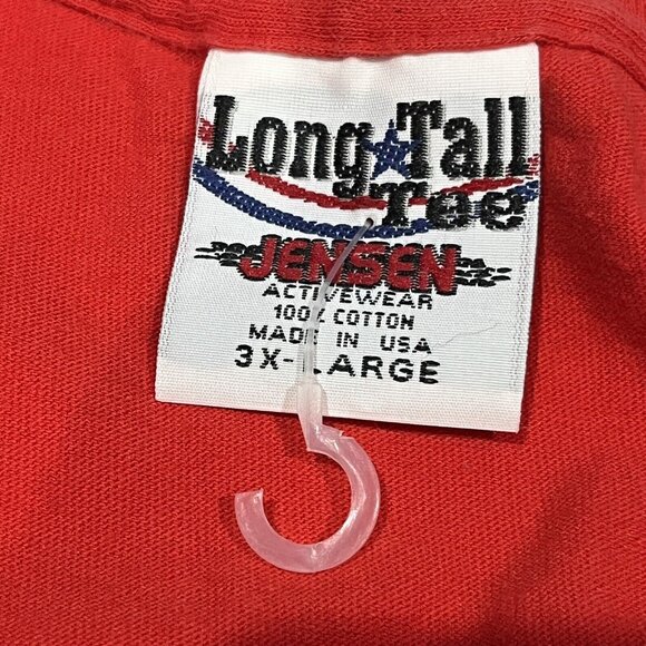 Vintage Jensen Activewear Long Tall Tee Red Basic Cotton Shirt Men Size 3XL - Picture 5 of 12